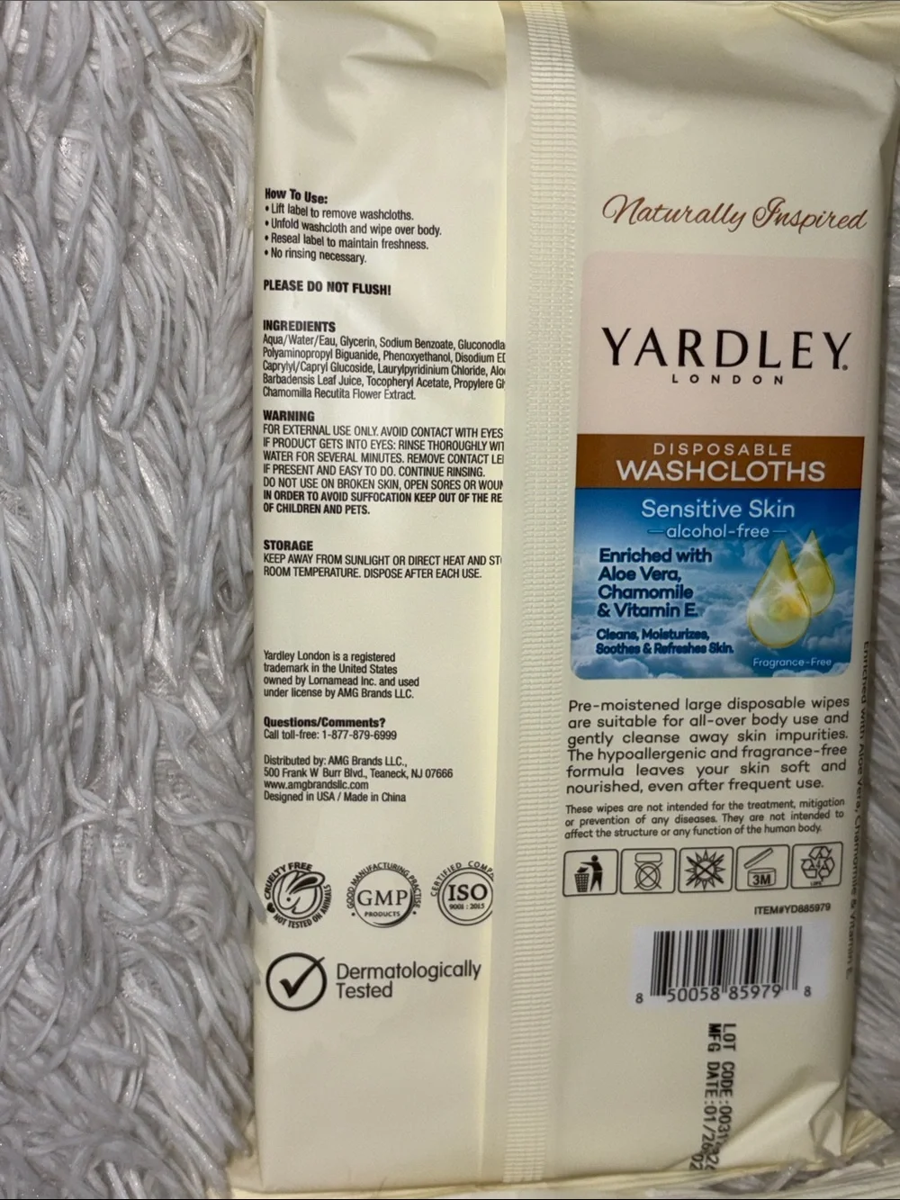 Yardley London Disposable Sensitive Skin Washcloths 4pk 16ct‎ Fragrance Free